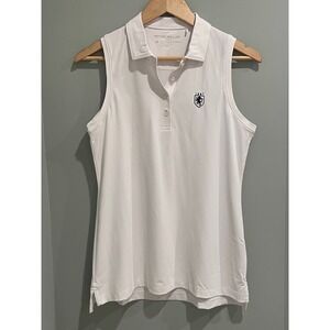 Peter Millar Womens White Sleeveless‎ Golf Polo Shirt Size M 1847 Logo